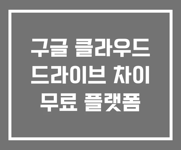 구글 클라우드 드라이브 차이 무료 플랫폼