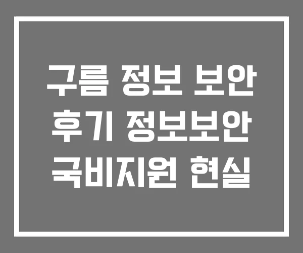 구름 정보 보안 후기 정보보안 국비지원 현실