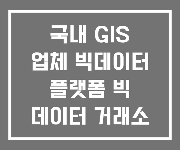 국내 GIS 업체 빅데이터 플랫폼 빅 데이터 거래소 국내 GIS 업체 빅데이터 플랫폼 빅 데이터 거래소