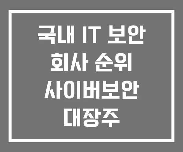 국내 IT 보안 회사 순위 사이버보안 대장주