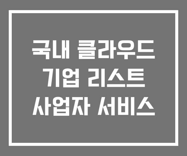 국내 클라우드 기업 리스트 사업자 서비스