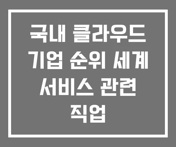 국내 클라우드 기업 순위 세계 서비스 관련 직업