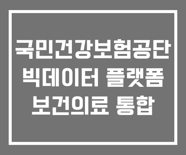 국민건강보험공단 빅데이터 플랫폼 보건의료 통합 국민건강보험공단 빅데이터 플랫폼 보건의료 통합