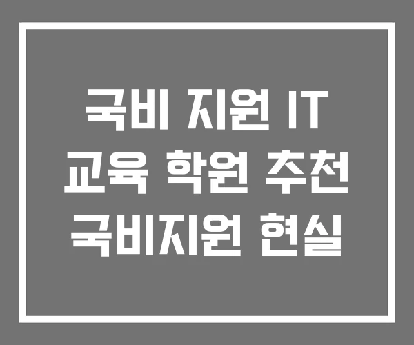 국비 지원 IT 교육 학원 추천 국비지원 현실
