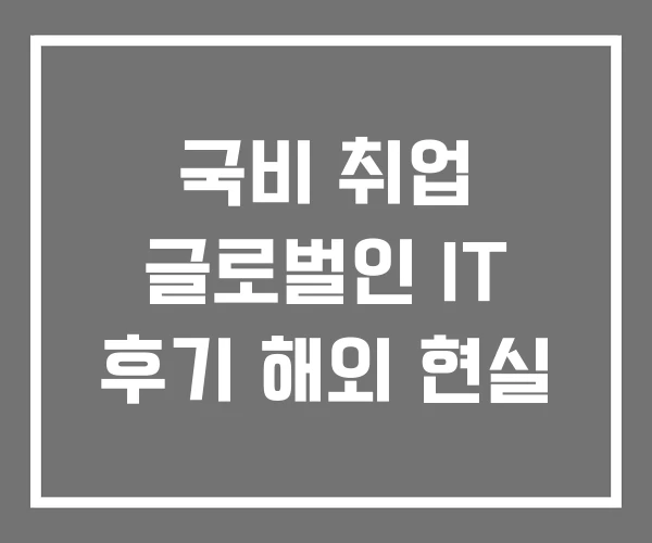 국비 취업 글로벌인 IT 후기 해외 현실 국비 취업 글로벌인 IT 후기 해외 현실