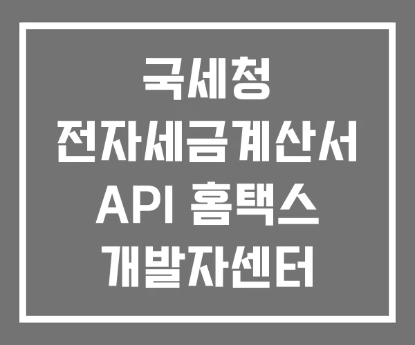 국세청 전자세금계산서 API 홈택스 개발자센터 국세청 전자세금계산서 API 홈택스 개발자센터