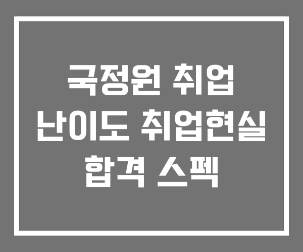 국정원 취업 난이도 취업현실 합격 스펙 국정원 취업 난이도 취업현실 합격 스펙