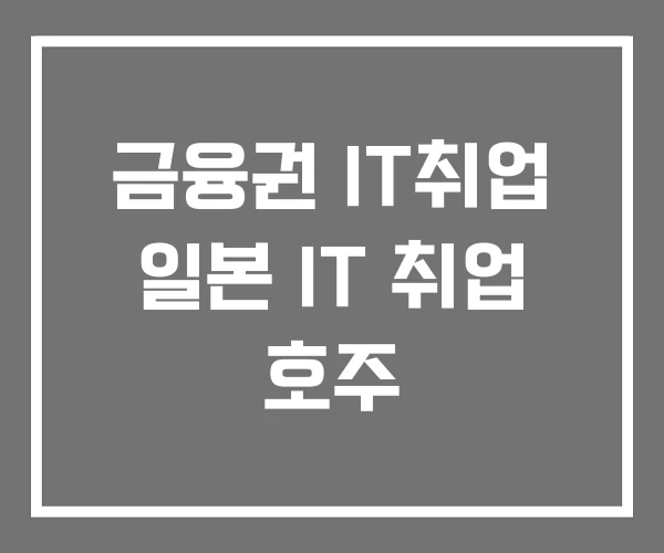 금융권 IT취업 일본 IT 취업 호주