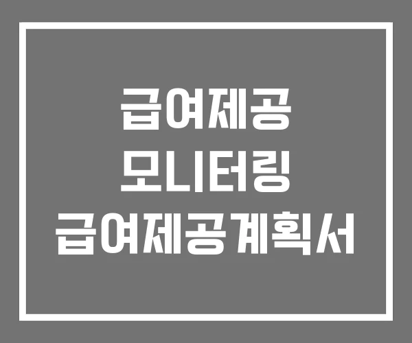 급여제공 모니터링 급여제공계획서 급여제공 모니터링 급여제공계획서