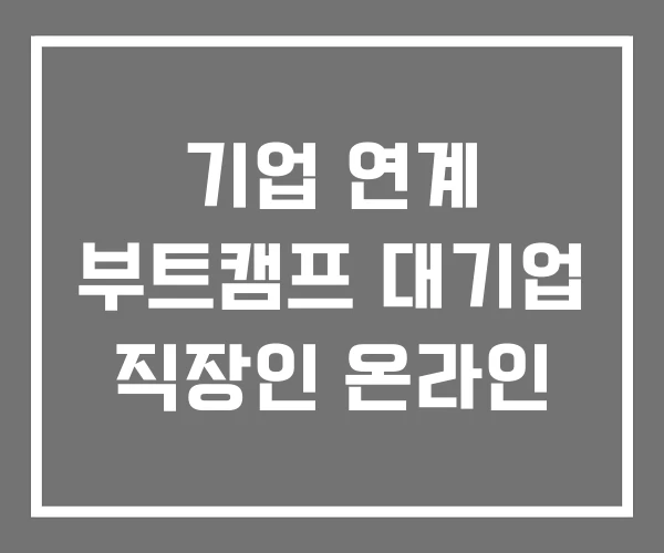 기업 연계 부트캠프 대기업 직장인 온라인 기업 연계 부트캠프 대기업 직장인 온라인