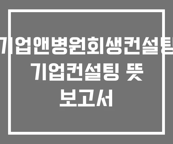 기업앤병원회생컨설팅 기업컨설팅 뜻 보고서 기업앤병원회생컨설팅 기업컨설팅 뜻 보고서
