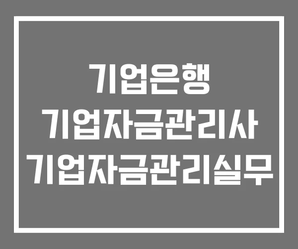 기업은행 기업자금관리사 기업자금관리실무 기업은행 기업자금관리사 기업자금관리실무