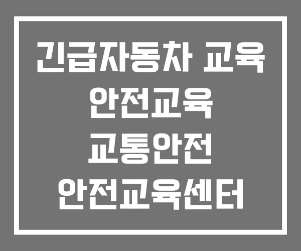 긴급자동차 교육 안전교육 교통안전 안전교육센터