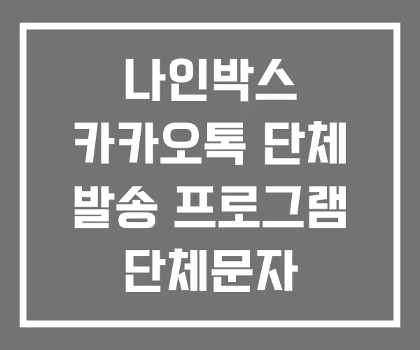 나인박스 카카오톡 단체 발송 프로그램 단체문자 나인박스 카카오톡 단체 발송 프로그램 단체문자