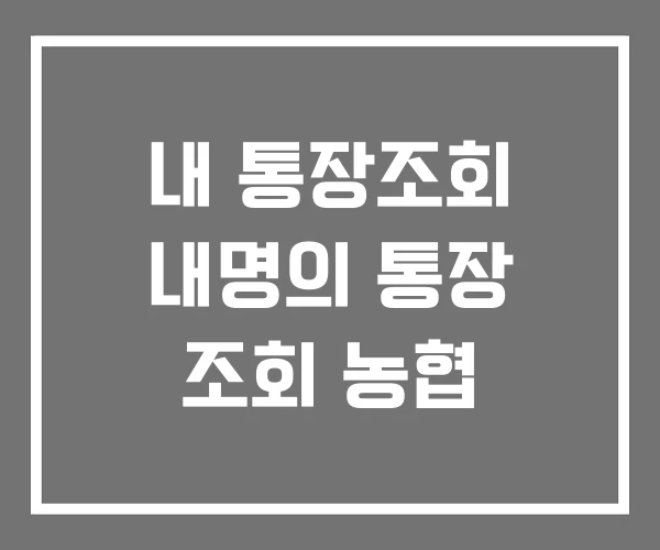 내 통장조회 내명의 통장 조회 농협