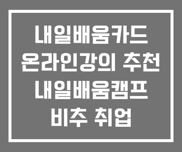 내일배움카드 온라인강의 추천 내일배움캠프 비추 취업 내일배움카드 온라인강의 추천 내일배움캠프 비추 취업