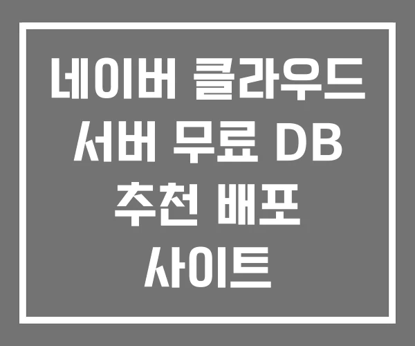 네이버 클라우드 서버 무료 DB 추천 배포 사이트 네이버 클라우드 서버 무료 DB 추천 배포 사이트