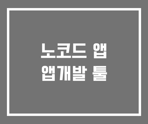 노코드 앱 앱개발 툴