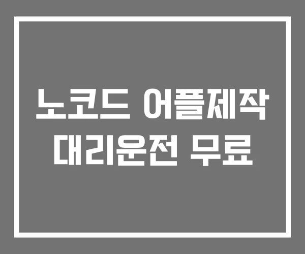 노코드 어플제작 대리운전 무료