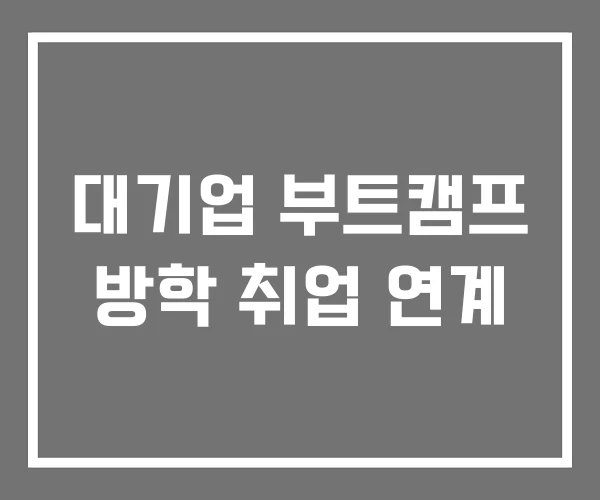 대기업 부트캠프 방학 취업 연계 대기업 부트캠프 방학 취업 연계