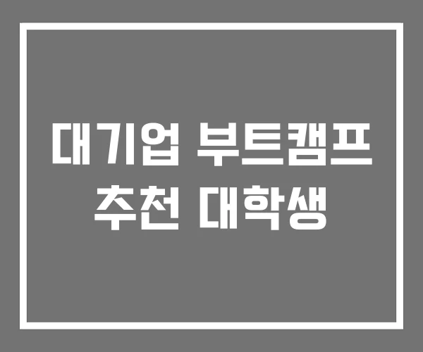 대기업 부트캠프 추천 대학생