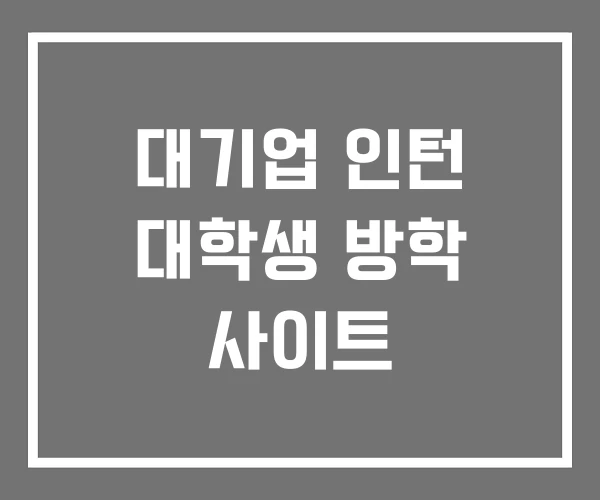 대기업 인턴 대학생 방학 사이트
