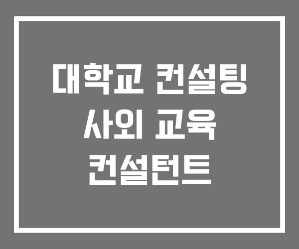 대학교 컨설팅 사외 교육 컨설턴트 대학교 컨설팅 사외 교육 컨설턴트