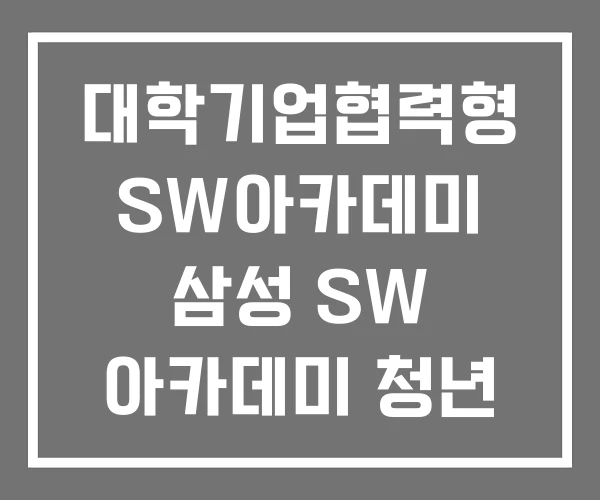 대학기업협력형 SW아카데미 삼성 SW 아카데미 청년 대학기업협력형 SW아카데미 삼성 SW 아카데미 청년