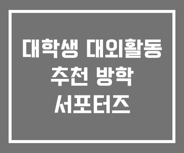 대학생 대외활동 추천 방학 서포터즈
