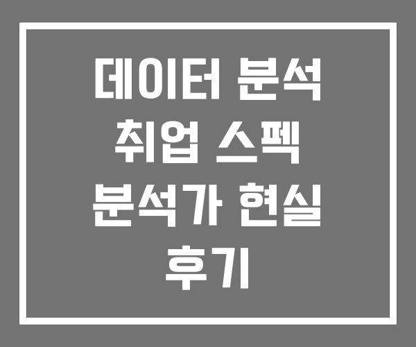 데이터 분석 취업 스펙 분석가 현실 후기