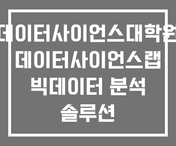 데이터사이언스대학원 데이터사이언스랩 빅데이터 분석 솔루션