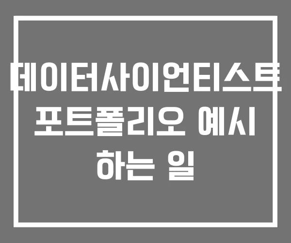 데이터사이언티스트 포트폴리오 예시 하는 일