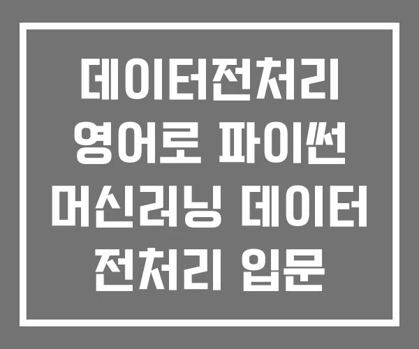 데이터전처리 영어로 파이썬 머신러닝 데이터 전처리 입문 데이터전처리 영어로 파이썬 머신러닝 데이터 전처리 입문