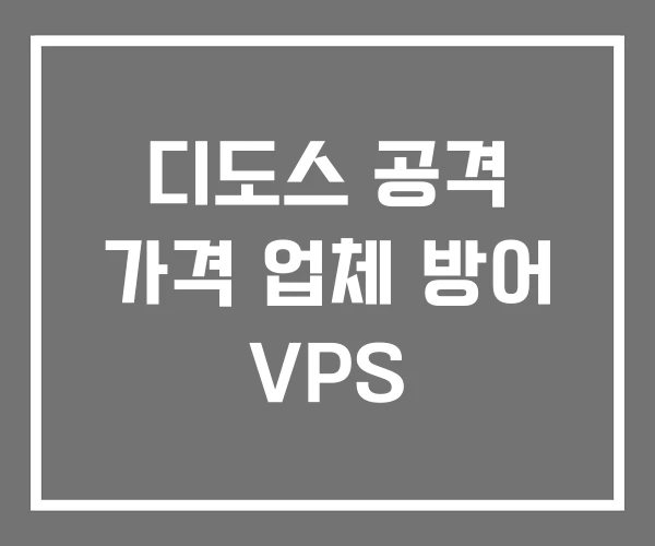 디도스 공격 가격 업체 방어 VPS