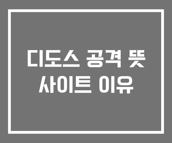 디도스 공격 뜻 사이트 이유