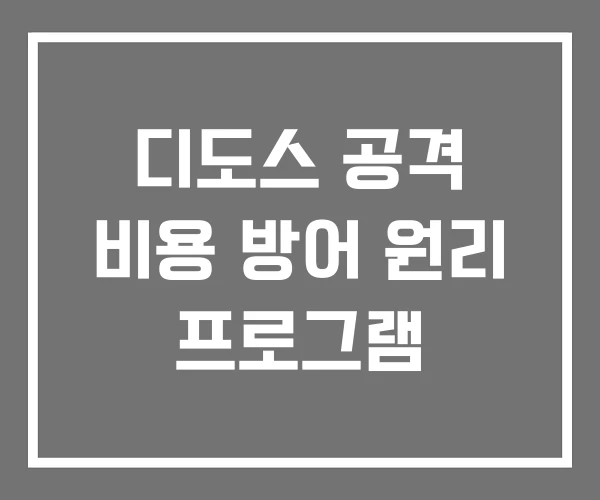 디도스 공격 비용 방어 원리 프로그램
