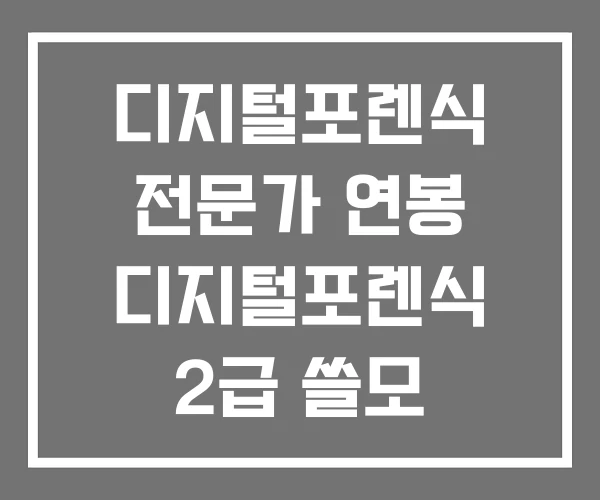디지털포렌식 전문가 연봉 디지털포렌식 2급 쓸모 합격률
