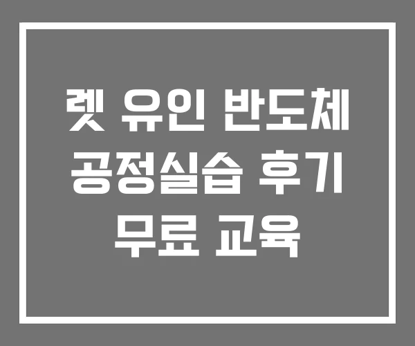 렛 유인 반도체 공정실습 후기 무료 교육