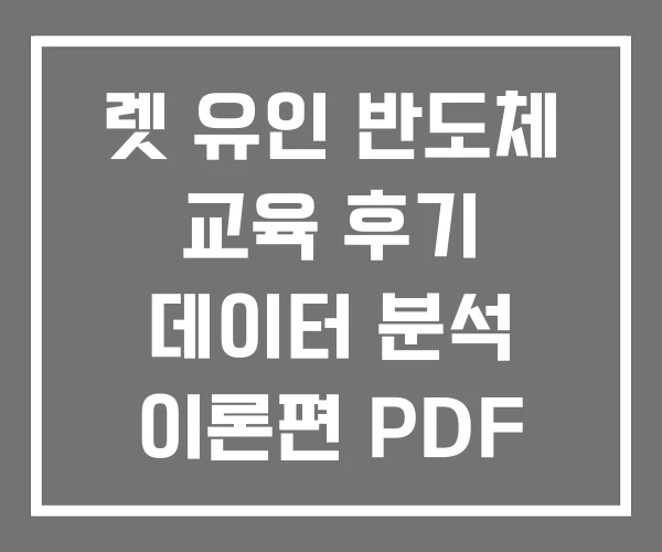 렛 유인 반도체 교육 후기 데이터 분석 이론편 PDF