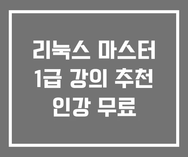 리눅스 마스터 1급 강의 추천 인강 무료