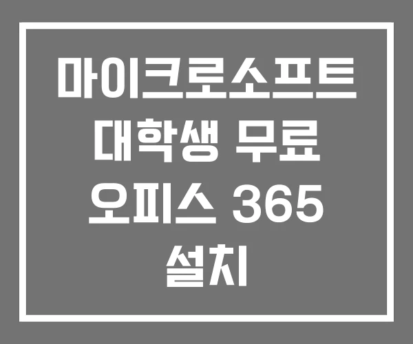 마이크로소프트 대학생 무료 오피스 365 설치