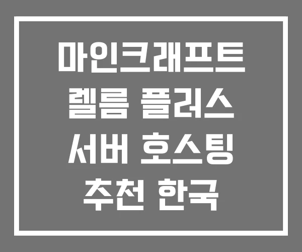 마인크래프트 렐름 플러스 서버 호스팅 추천 한국