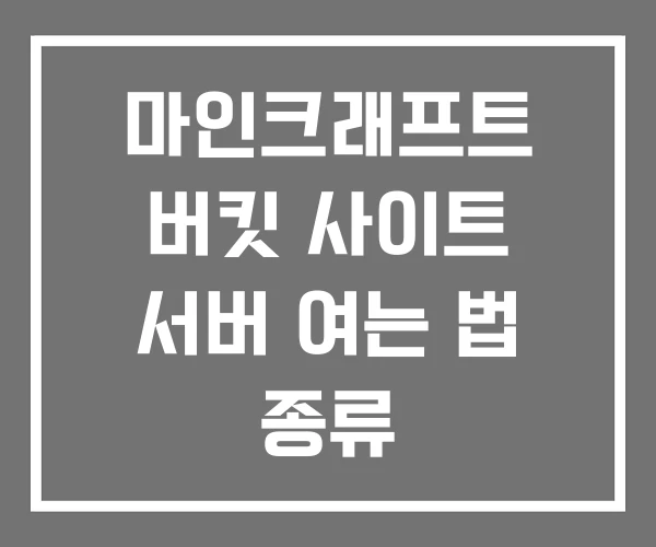 마인크래프트 버킷 사이트 서버 여는 법 종류