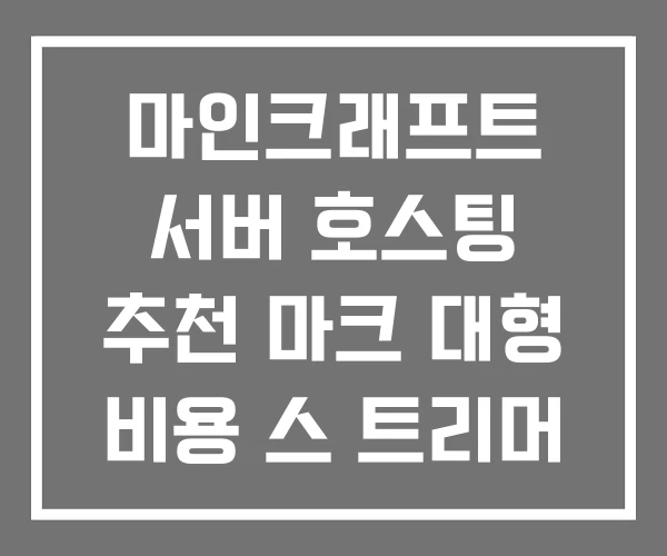 마인크래프트 서버 호스팅 추천 마크 대형 비용 스 트리머