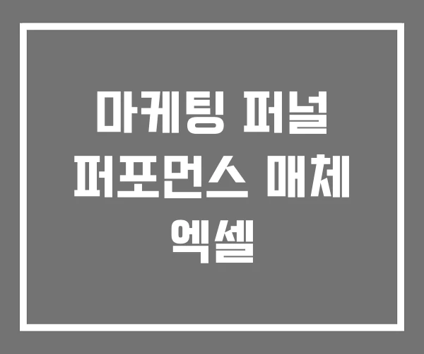 마케팅 퍼널 퍼포먼스 매체 엑셀