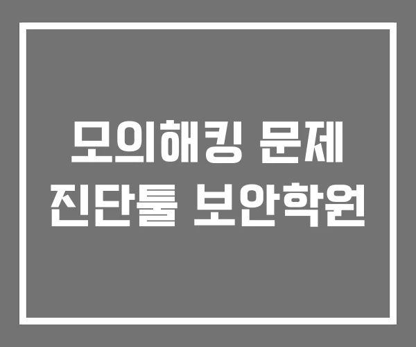 모의해킹 문제 진단툴 보안학원 모의해킹 문제 진단툴 보안학원