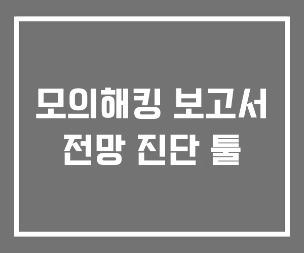 모의해킹 보고서 전망 진단 툴 모의해킹 보고서 전망 진단 툴