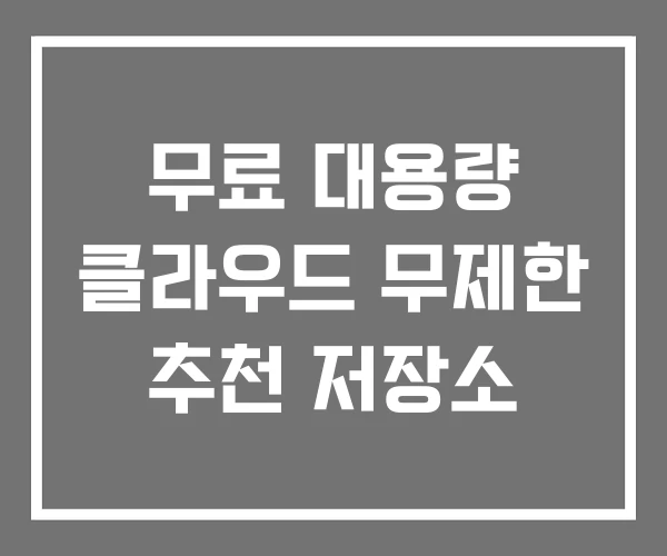 무료 대용량 클라우드 무제한 추천 저장소