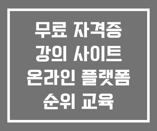 무료 자격증 강의 사이트 온라인 플랫폼 순위 교육 무료 자격증 강의 사이트 온라인 플랫폼 순위 교육