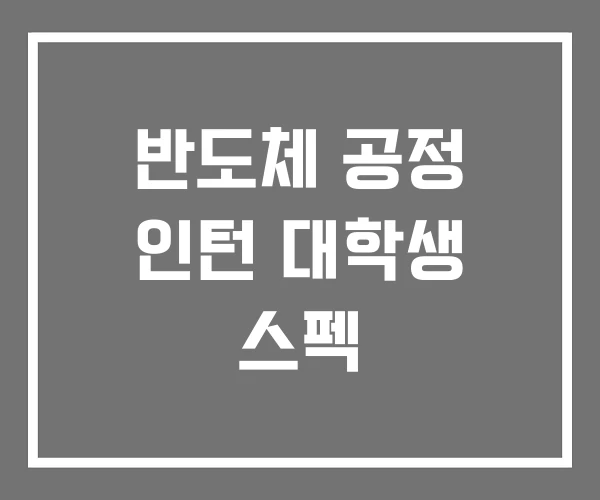 반도체 공정 인턴 대학생 스펙 반도체 공정 인턴 대학생 스펙